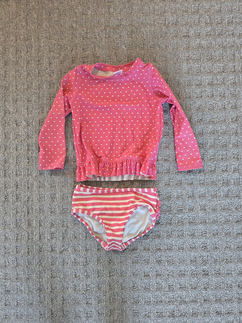 Ruffle Butts Pink Two-Piece Rash Guard Swimsuit Set
